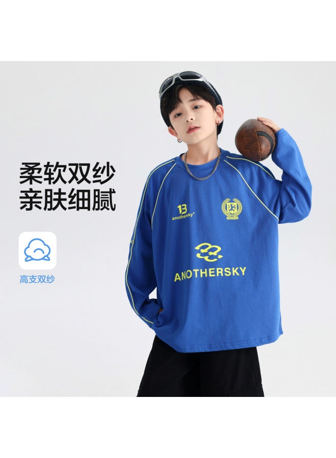 Boys Autum Korean Style Motorcycle Style Sports Long-sleeved T-shirt  New Kidsren's Boys Pure Cotton Loose Thin Top