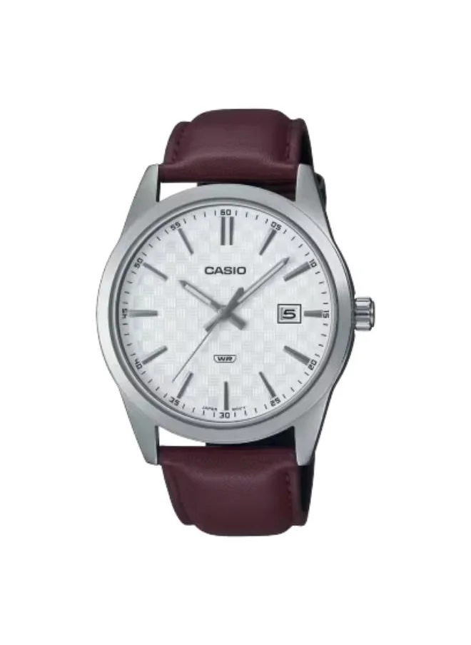 CASIO Men's Analog Display Watch With Brown Leather Strap - MTP-VD03L-5AUDF