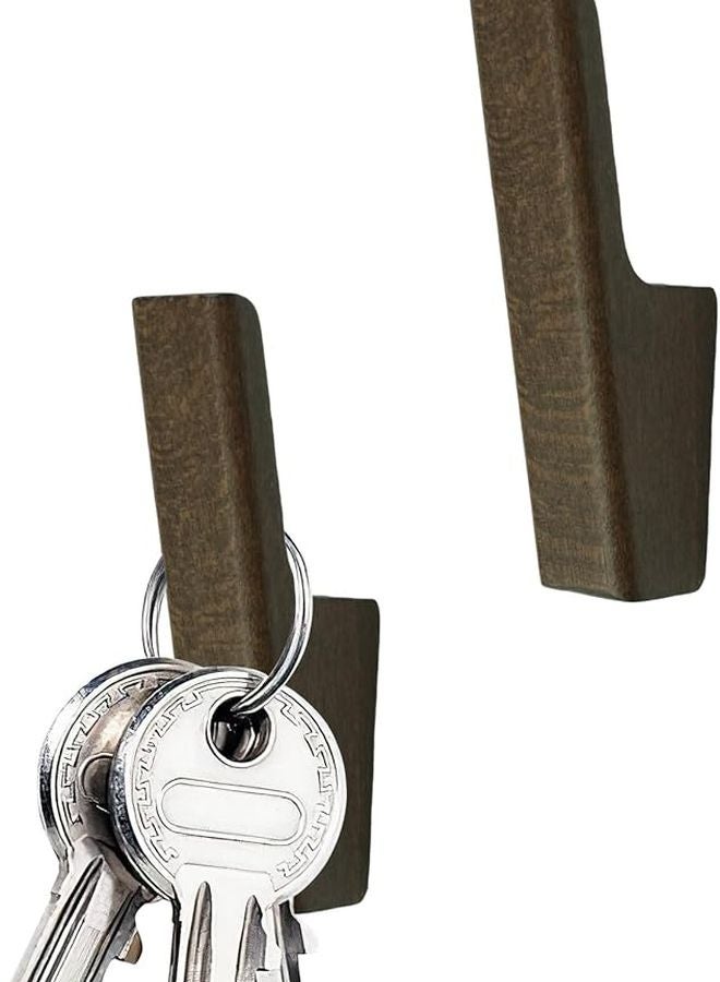 قطعتان من خطافات الحائط من خشب الجوز، خطافات قوية لتعليق المعاطف والقبعات والحقائب ورف السترات وحامل المدخل - Image 2