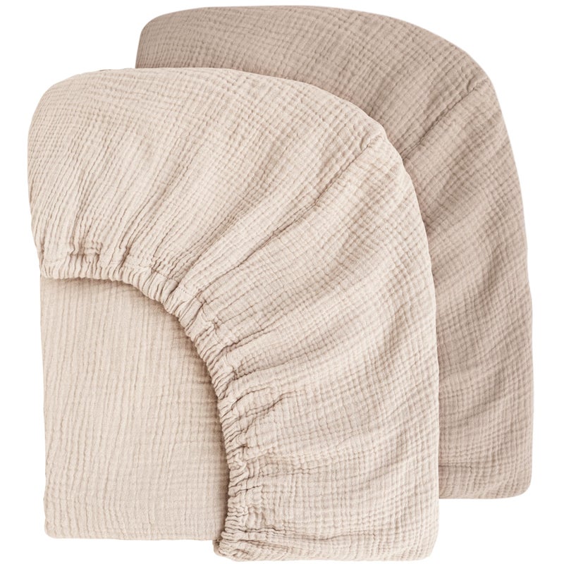 MairMore Muslin Crib Sheets for Baby Girls and Boys Neutral Fitted Baby Bed Sheets for Standard Crib Toddler Mattress Soft and Breathable 52x28 Ash Ivory