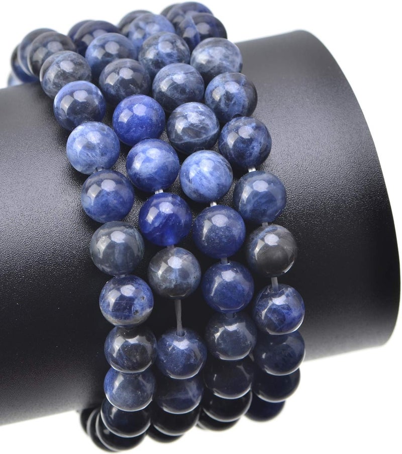LPBeads 100PCS 8mm Natural Blue Sodalite Beads Gemstone Round Loose Beads for Jewelry Making with Crystal Stretch Cord - Image 4
