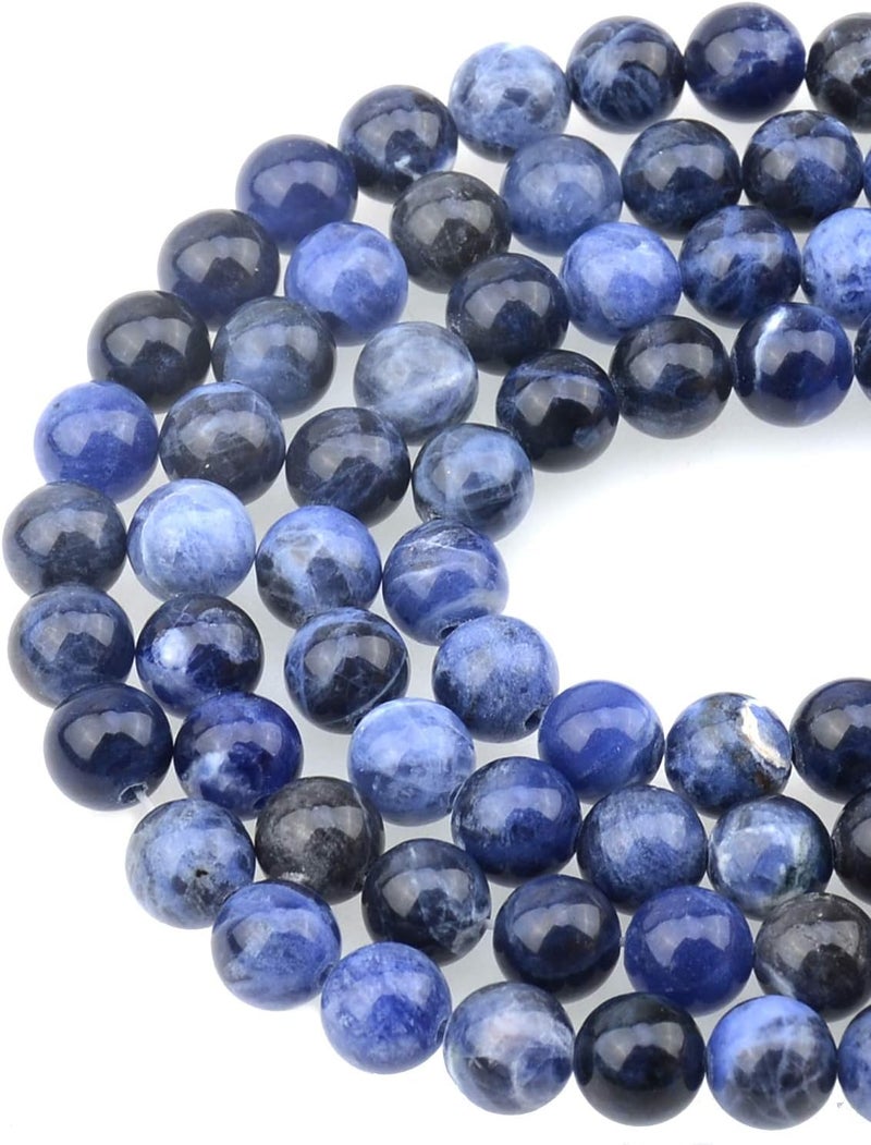 LPBeads 100PCS 8mm Natural Blue Sodalite Beads Gemstone Round Loose Beads for Jewelry Making with Crystal Stretch Cord - Image 1