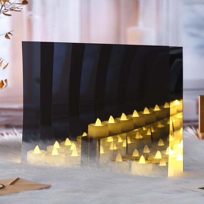 Yookeer يوكير 3 قطع زجاج مرآة ثنائية الاتجاه، مقاس 18×24×0.04 بوصة، لوح مرآة أكريليك شفاف لا نهائي للمشاريع السحرية، شفافية 30% مناسب للمساحات الضيقة - Image 4