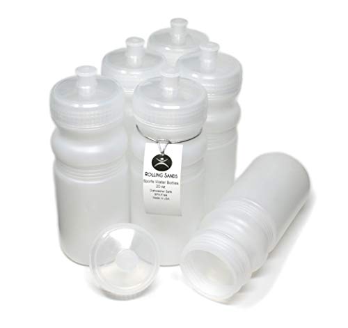 Rolling Sands 20 Ounce Sports Water Bottles 6 Pack  BPA-Free  Made In USA  Dishwasher Safe  Clear Frost Bottles/Clear Lids - Image 1