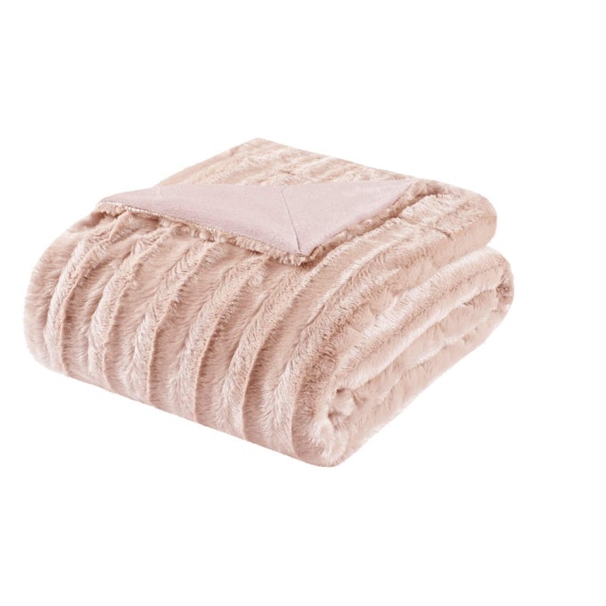 DUKE REVERSIBLE LONG FAUX FUR AND MICRO FUR THROW 50X60 SUPER SOFT LUSH COMFORT