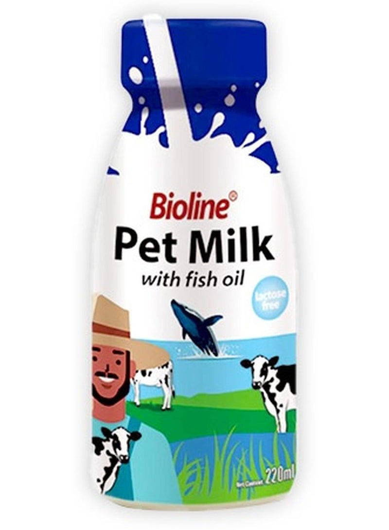Bioline حليب الحيوانات الأليفة مع زيت السمك للقطط والكلاب - 220 مل - Image 1