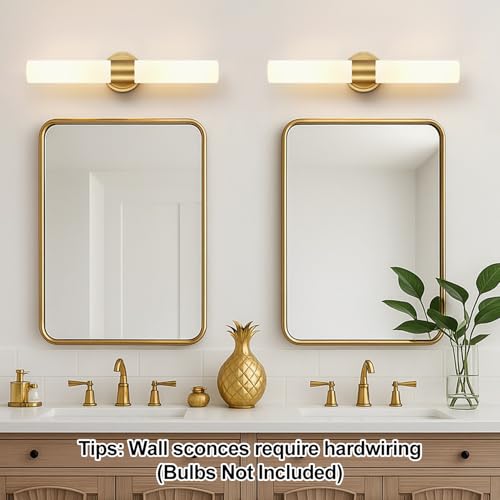 Meybiok Hardwired Wall Sconces Set of Two, Modern Bathroom Sconces Wall Lighting with Milky White Glass, Brushed Gold Sconces Wall Decor Set of 2 for Bathroom Mirror Bedroom Living Room Hallway - Image 5
