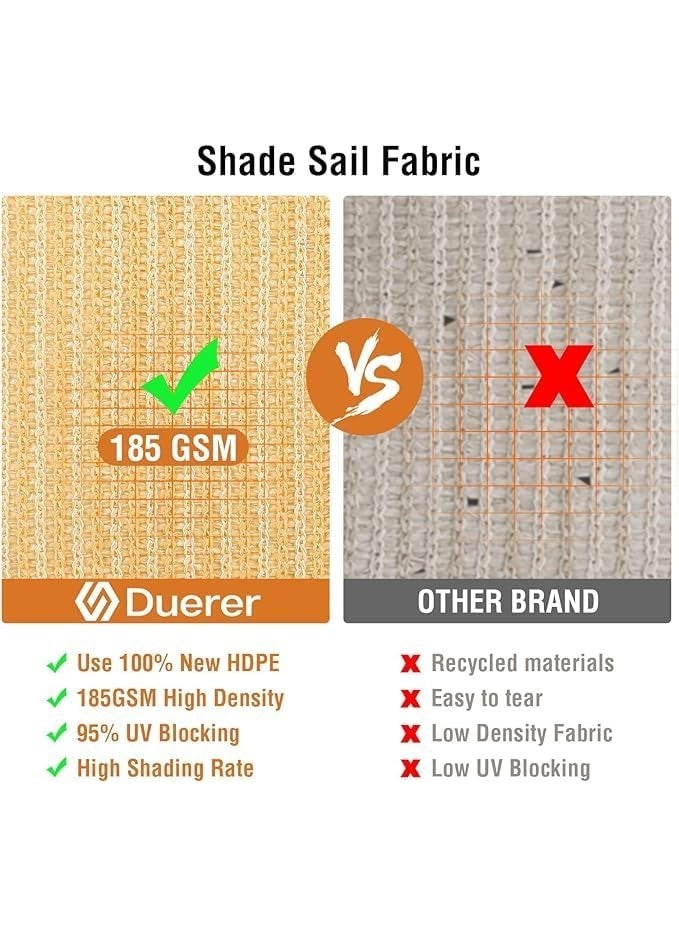 Generic Sun Shade Sail Rectangle Sun Shade Canopy Water Permeable UV Block Sunshade Sail Shade for Backyard Yard Deck Patio Garden Outdoor Activities Sunshade Cover (6*7M Beige)  - Image 5