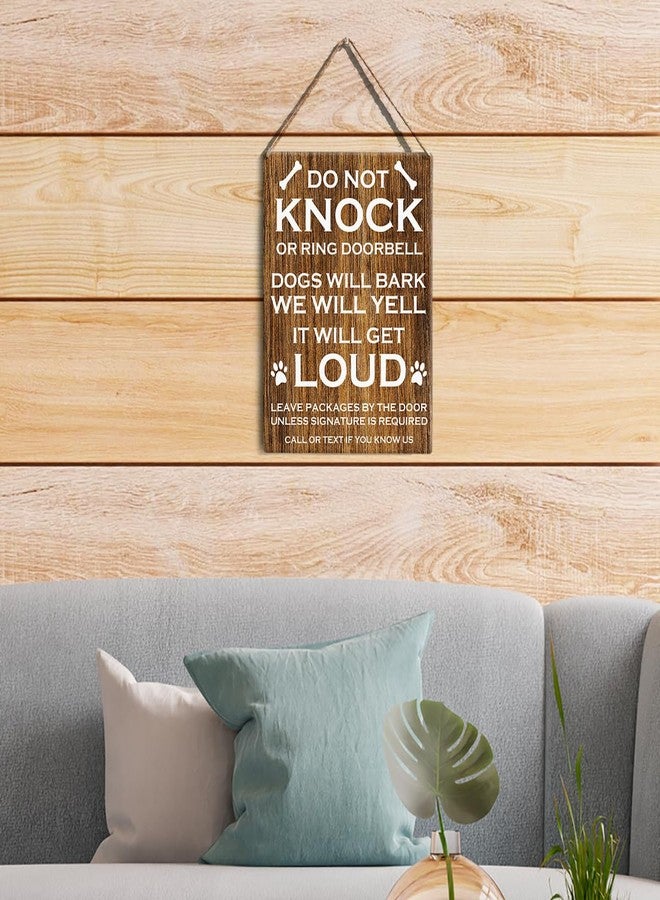 GUDIAO Do Not Knock or Ring Door Bell Sign Dog Lovers Signs Wall Decor Rustic Do Not Knock or Ring Doorbell Dogs Will Bark Wooden Hanging Sign Decoration for Home Door 8 x 10 - Image 4