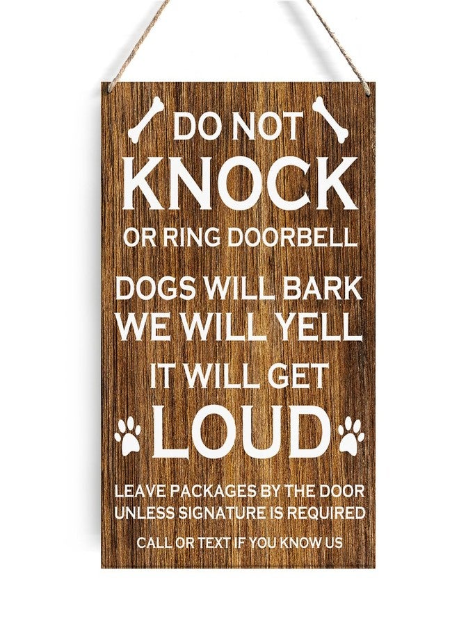 GUDIAO Do Not Knock or Ring Door Bell Sign Dog Lovers Signs Wall Decor Rustic Do Not Knock or Ring Doorbell Dogs Will Bark Wooden Hanging Sign Decoration for Home Door 8 x 10 - Image 1