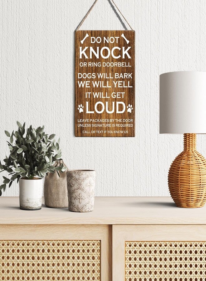GUDIAO Do Not Knock or Ring Door Bell Sign Dog Lovers Signs Wall Decor Rustic Do Not Knock or Ring Doorbell Dogs Will Bark Wooden Hanging Sign Decoration for Home Door 8 x 10 - Image 3