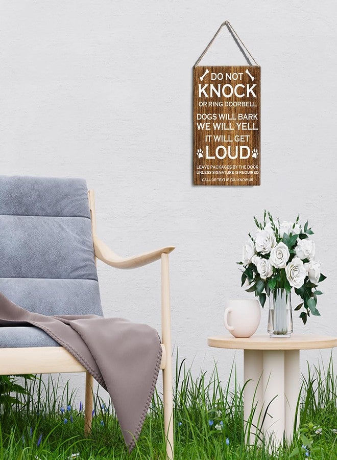 GUDIAO Do Not Knock or Ring Door Bell Sign Dog Lovers Signs Wall Decor Rustic Do Not Knock or Ring Doorbell Dogs Will Bark Wooden Hanging Sign Decoration for Home Door 8 x 10 - Image 5