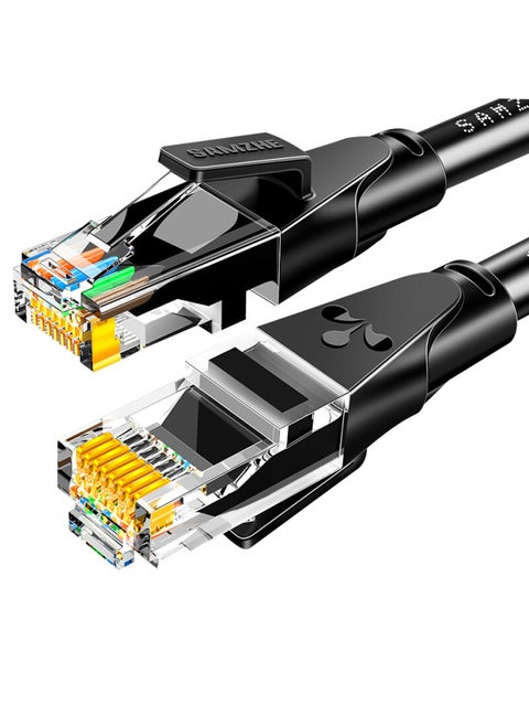 Yamazawa Class 6 Gigabit Jumper Eight-core Pair Twisted Finished Network Cable Computer Router Broadband Network Cable WD-Color:Six Gigabit (WD Series) Black-Line Length:25 M