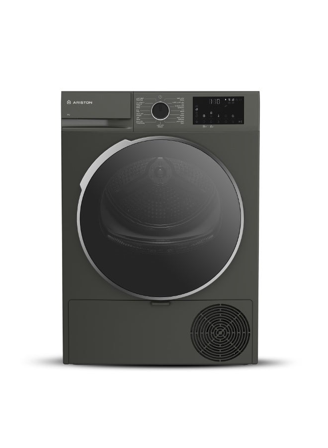 Ariston Condenser Tumble Dryer 8 Kg, Sensor Drying Technology, 15 Drying Programs, Aquawave Drum, Digital Display, Reverse Drum Action, Manhattan Gray - ARDC082SMME 8 kg ARDC082SMME Manhattan Gray - Image 1