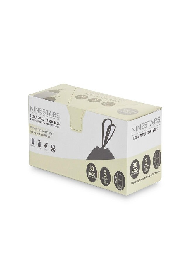 Ninestars NSTB-3-30 Extra Strong White Trash Bag w/Drawstring Closure, 3 Gal. / 12 L., 30 Count - Image 1