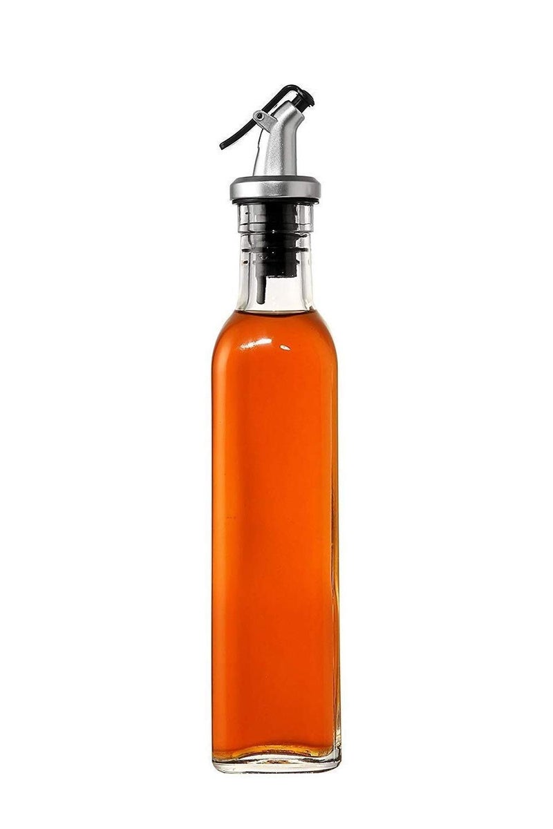 Baskety Glass Oil and Vinegar Cruet Transparent Seasoning Bottle for Dining Table, Kitchen Dispenser - 500ml (Pack of 1) - Image 1