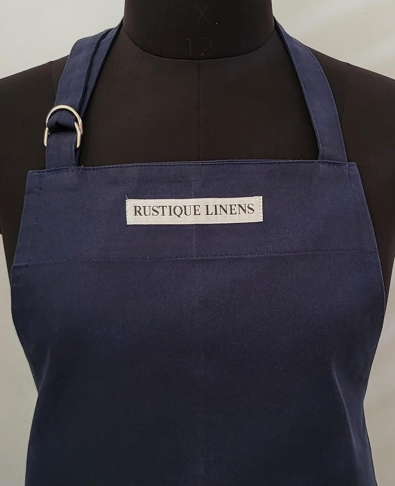 RUSTIQUE LINENS D RING BUTCHER CUT SOLID APRON - Image 4