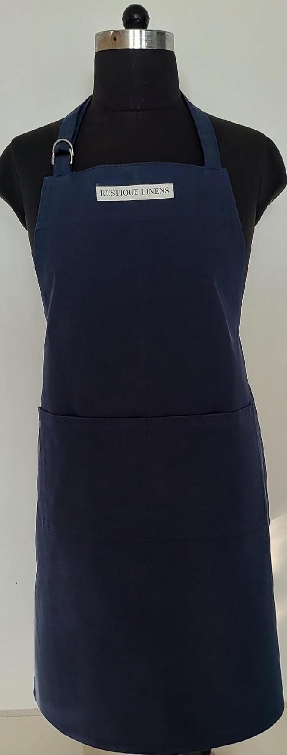 RUSTIQUE LINENS D RING BUTCHER CUT SOLID APRON - Image 3