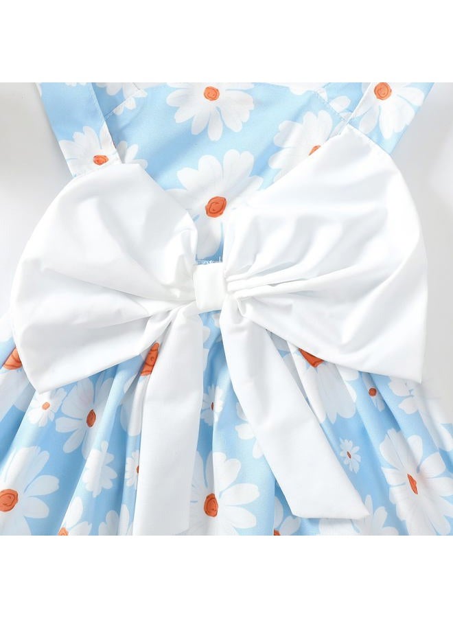 Saeaby Baby Girl Dress Summer Outfits Baby Clothes for Girls 1 Year Old Boho Halter Sleeveless Dresses Blue Daisy Sundress 12-18 Month Girl Clothes - Image 2