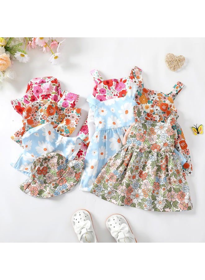 Saeaby Baby Girl Dress Summer Outfits Baby Clothes for Girls 1 Year Old Boho Halter Sleeveless Dresses Blue Daisy Sundress 12-18 Month Girl Clothes - Image 5