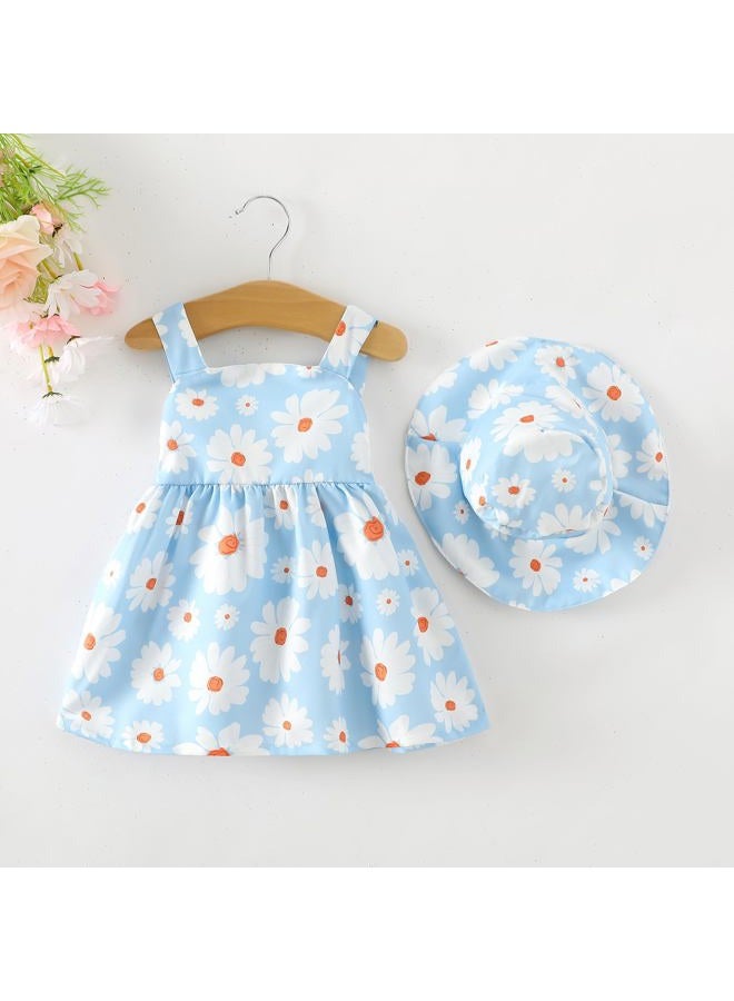 Saeaby Baby Girl Dress Summer Outfits Baby Clothes for Girls 1 Year Old Boho Halter Sleeveless Dresses Blue Daisy Sundress 12-18 Month Girl Clothes - Image 3
