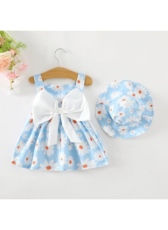 Saeaby Baby Girl Dress Summer Outfits Baby Clothes for Girls 1 Year Old Boho Halter Sleeveless Dresses Blue Daisy Sundress 12-18 Month Girl Clothes - Image 4