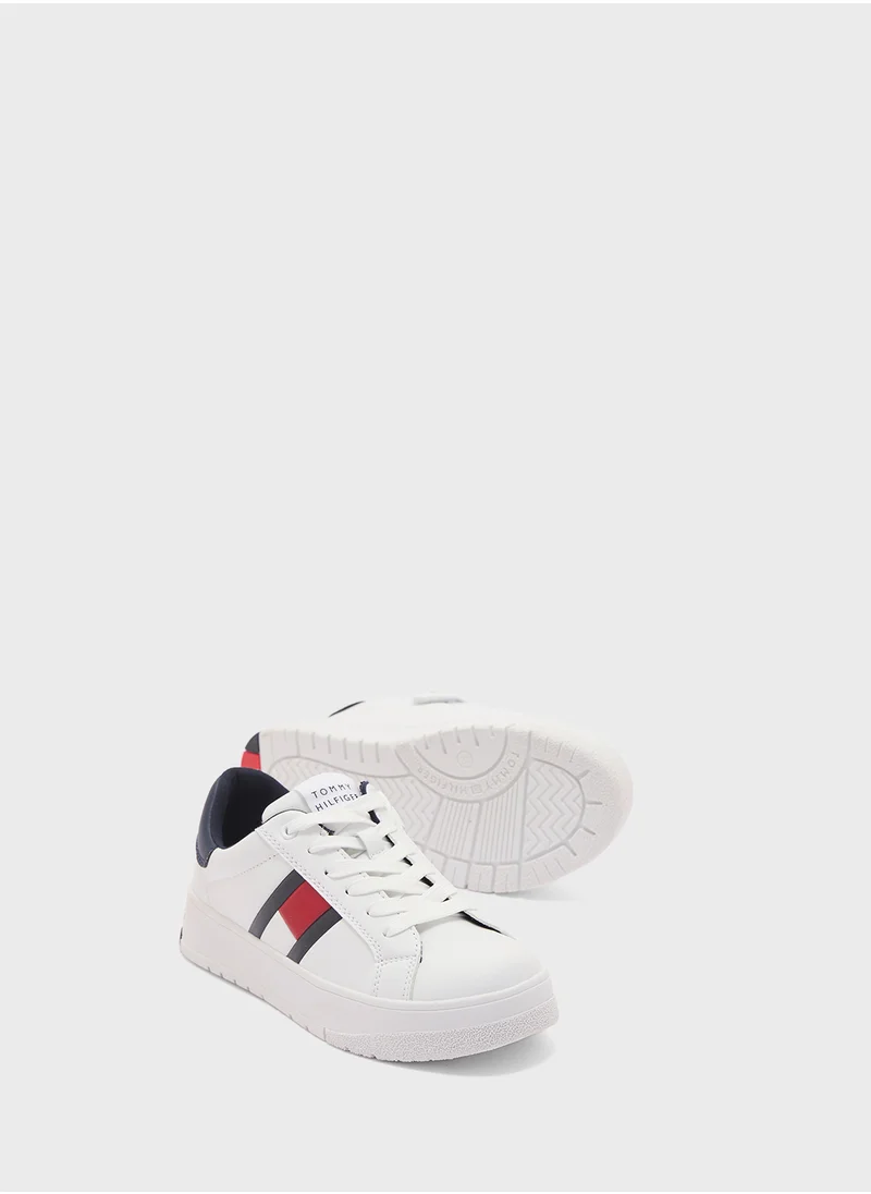 تومي هيلفيغر Kids Flag Lace Up Sneakers