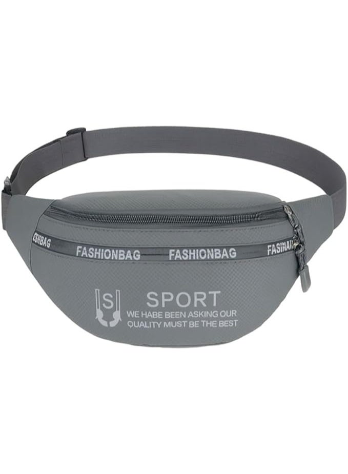 Men’s Waterproof Waist Bag with Modern Practical Design, Lightweight and Multi-Pocket – Ideal for Sports, Travel, and Hiking (Code 9306058) – Color: Gray - Image 2