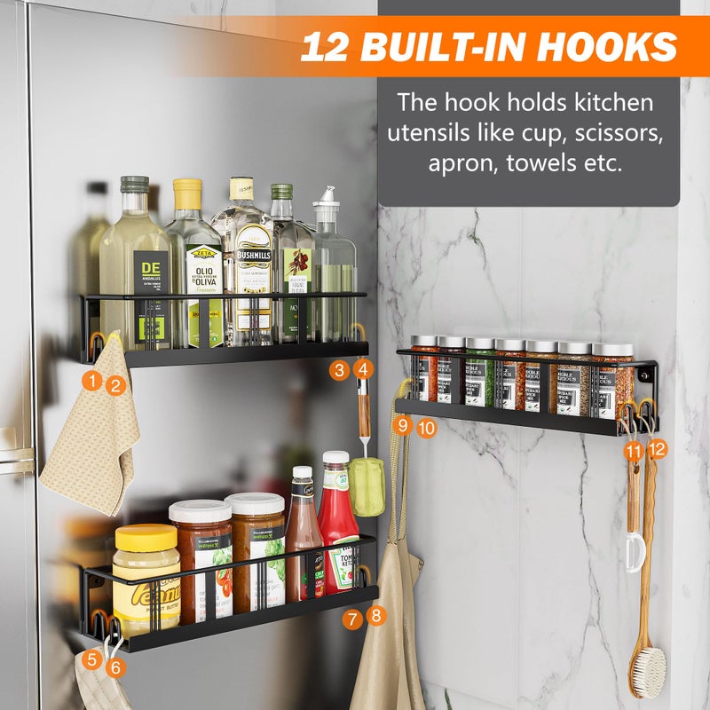Bunoxea Spice Rack Wall Mounted 3 Pack, Space-Saving Spice Organizer for Spice Jars and Seasonings,Screw or Adhesive Hanging Spice Rack Organizer for Your Kitchen Cabinet,or Pantry Door - Image 5