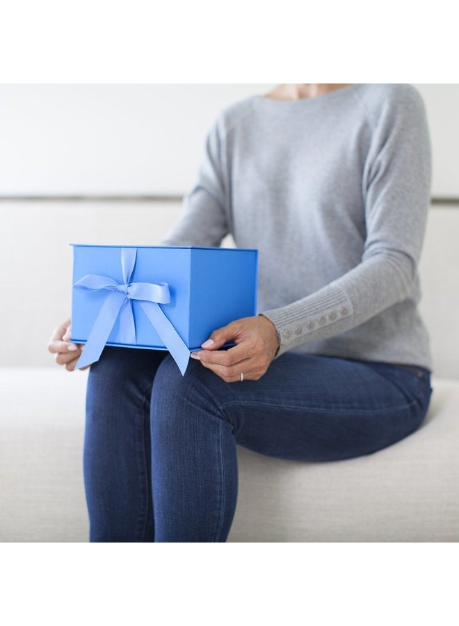 Hallmark Medium Gift Box with Lid and Shredded Paper Fill (Blue 7 inch Box) for Birthdays, Graduations, Anniversaries, Father's Day, Christmas, Valentine's Day, All Occasion - Image 2