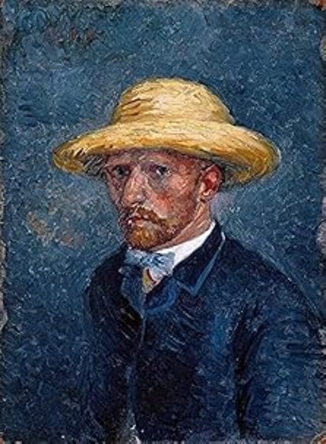 Kalia Wall Art Canvas Self Portrait with Straw Hat By Vincent Van Gogh (40 x 29cm) 