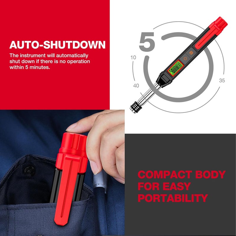 Gas Leak Detector with LCD Backlit Display, Portable Handheld Analyzer, Semiconductor Sensor with Audible Visual and Vibration Alarms, ABS Material Construction with Pocket Clip - Image 1