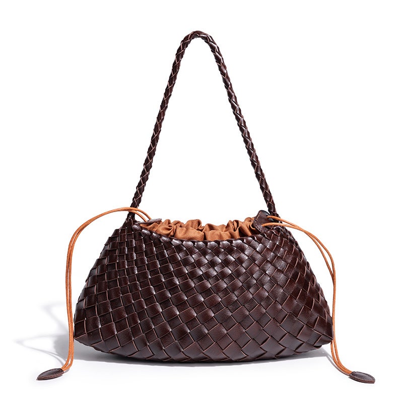 Women'S Bag French Fashion Handmade Woven Bag Portable Vegetable Basket Shoulder Bag Personalized Crescent Bag - Image 2