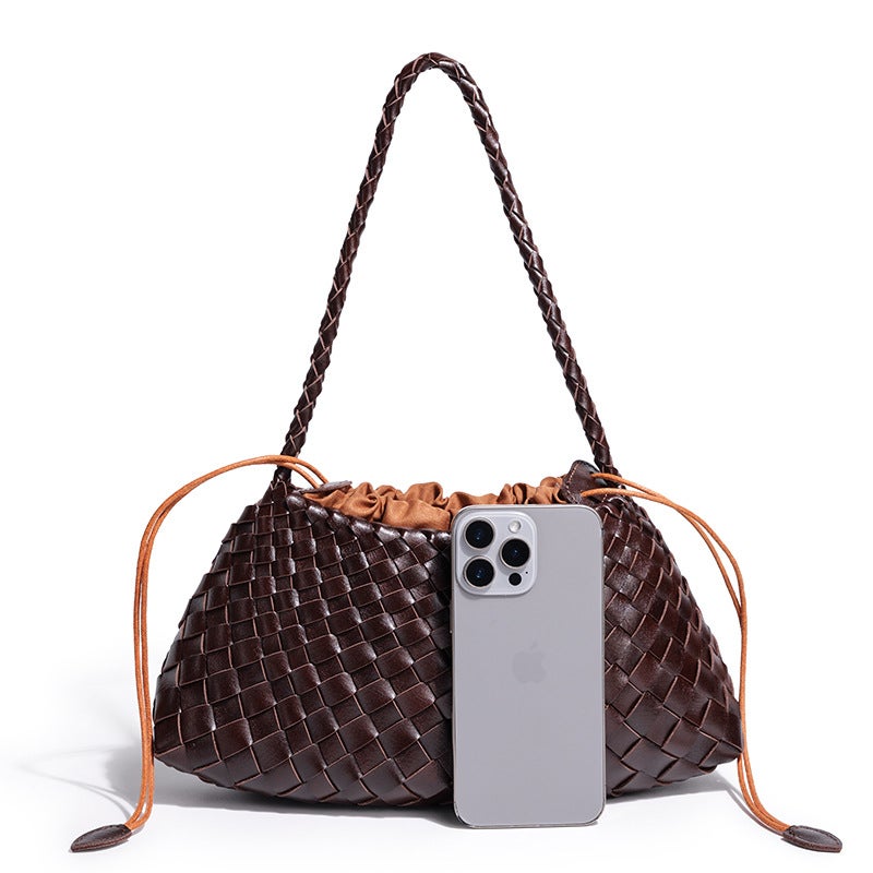 Women'S Bag French Fashion Handmade Woven Bag Portable Vegetable Basket Shoulder Bag Personalized Crescent Bag - Image 3