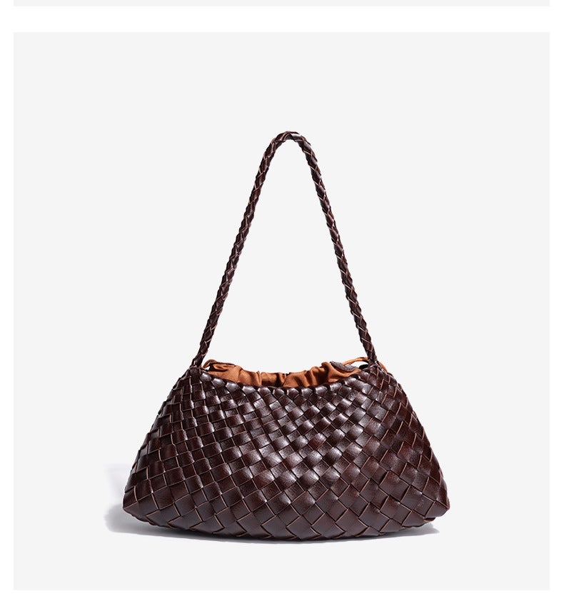 Women'S Bag French Fashion Handmade Woven Bag Portable Vegetable Basket Shoulder Bag Personalized Crescent Bag - Image 1