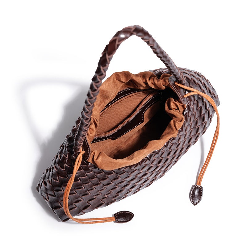 Women'S Bag French Fashion Handmade Woven Bag Portable Vegetable Basket Shoulder Bag Personalized Crescent Bag - Image 5