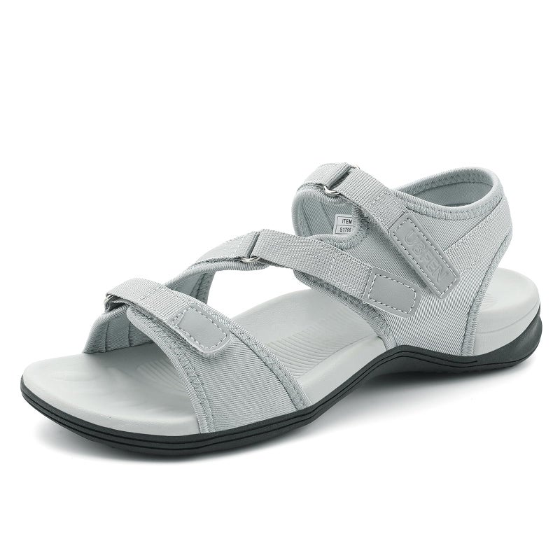 UBFEN Womens Hiking Comfortable Sport Walking Sandals Outdoor Athletic Water Sandals with Three Adjustable Straps Grey Size US 8 - Image 1