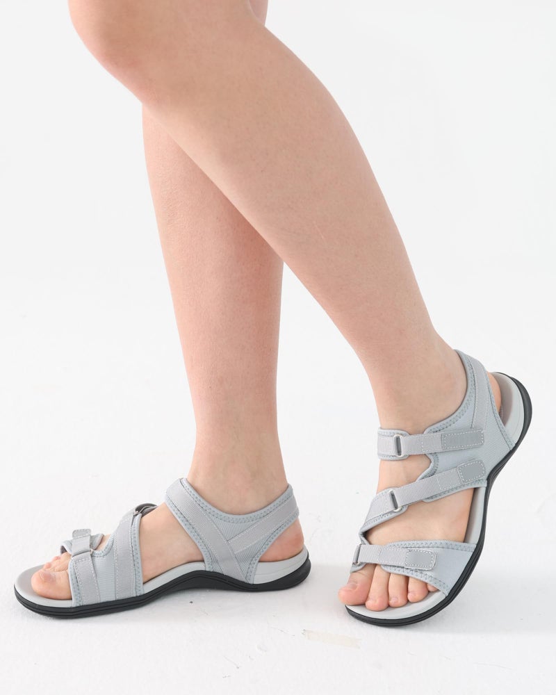 UBFEN Womens Hiking Comfortable Sport Walking Sandals Outdoor Athletic Water Sandals with Three Adjustable Straps Grey Size US 8 - Image 2
