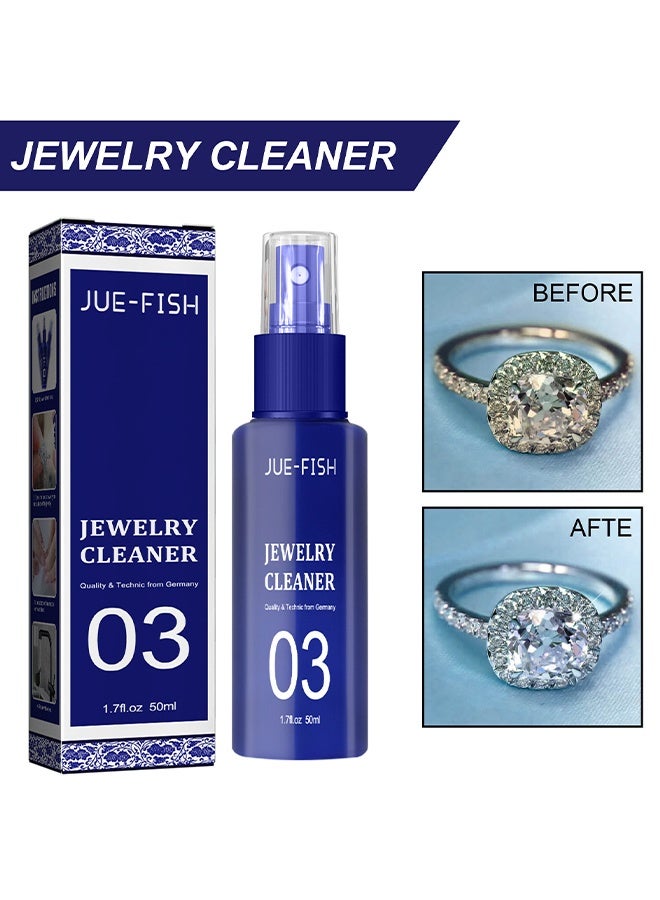 JUE-FISH ZZ957	Jewelry Cleaner, Jewelry Cleaner Solution for Diamond, Gold, Silver, Gemstones, Best Extra Concentrated Formula Silver Jewelry Cleaner For Sonic And Ultrasonic Jewelry Cleaner Solution 50ml - Image 1