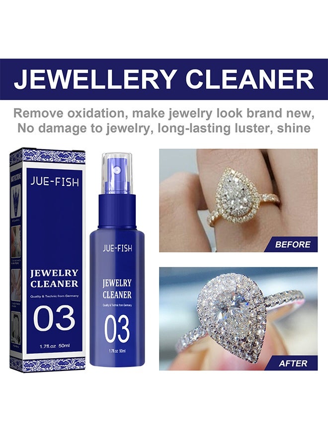 JUE-FISH ZZ957	Jewelry Cleaner, Jewelry Cleaner Solution for Diamond, Gold, Silver, Gemstones, Best Extra Concentrated Formula Silver Jewelry Cleaner For Sonic And Ultrasonic Jewelry Cleaner Solution 50ml - Image 2