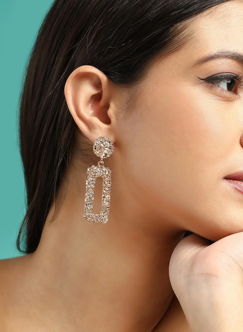 سوهي أقراط متدلية صناعية هندسية مرصعة بالأحجار