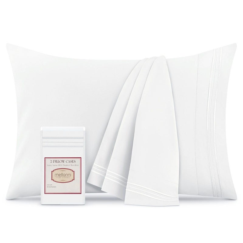 Mellanni Pillow Cases  Luxury Extra Soft Cooling Pillow Covers  2 PC Iconic Collection Pillowcases  Envelope Closure King 20x40 White
