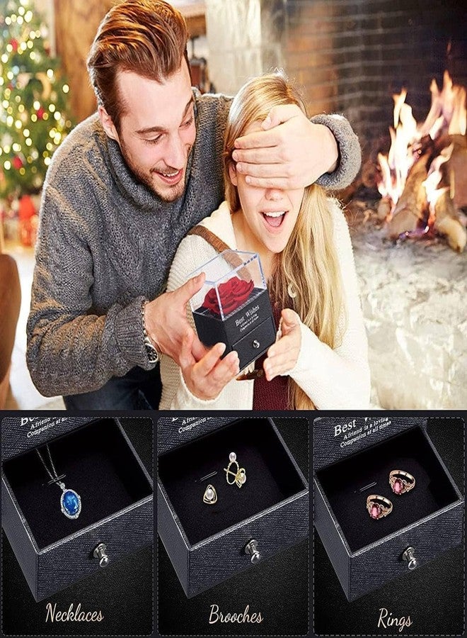 RASOFAB ZWERLIN Preserved Real Rose Rotating Gift Box, Handmade, Red Flowers, Valentine's Day and Special Occasions - Image 3