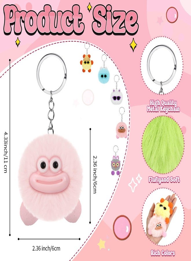 Equsion 48 Pcs Kawaii Keychains Bulk Cute Plush Keychains Fluffy Pompoms Balls with Tassels and Keyrings Key Chain Kawaii Party Favors for Birthday Goodie Bags Piñata Toys Classroom Prizes(Playful) - Image 3