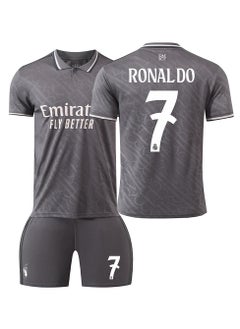 2024/25 Season Grey Second Guest Football Jersey RONALDO#7 Football Jersey/Shorts Gift Set Kids Size & Adult Size, Gift for Fan Friends