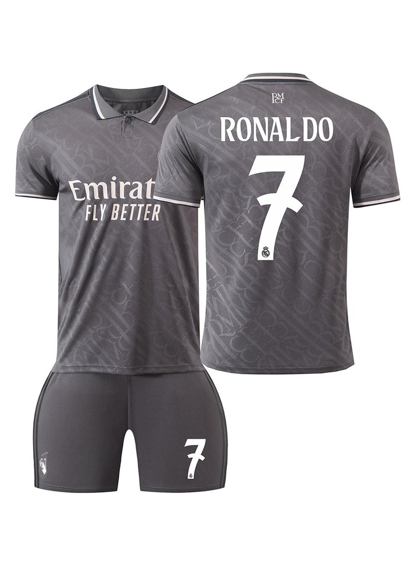 General - 2024/25 Season Grey Second Guest Football Jersey RONALDO#7 Football Jersey/Shorts Gift Set Kids Size & Adult Size, Gift for Fan Friends - Image 1