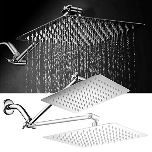 Hotel Spa HotelSpa Giant 10" Stainless Steel Rainfall Square Showerhead with Solid Brass Adjustable Extension Arm - Image 5