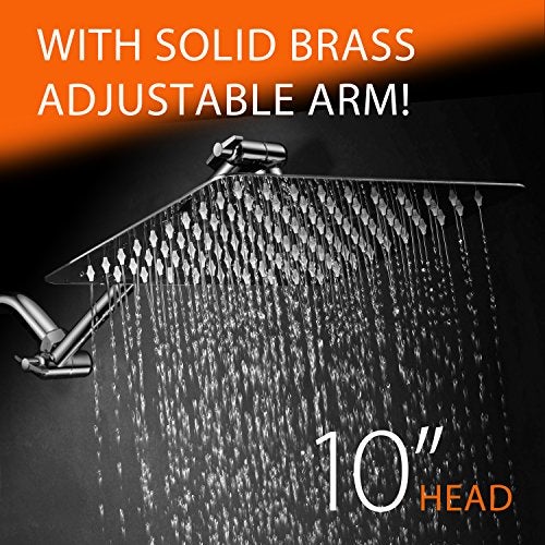 Hotel Spa HotelSpa Giant 10" Stainless Steel Rainfall Square Showerhead with Solid Brass Adjustable Extension Arm - Image 2