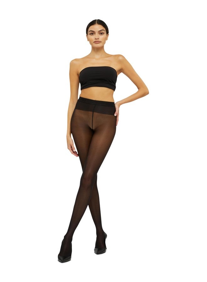 Wolford Neon 40 Tights for Women 40 Denier Semi-Sheer with Brilliant Sheen Soft Elastic Waistband Invisible Reinforced Toe, Black_black, S - Image 3