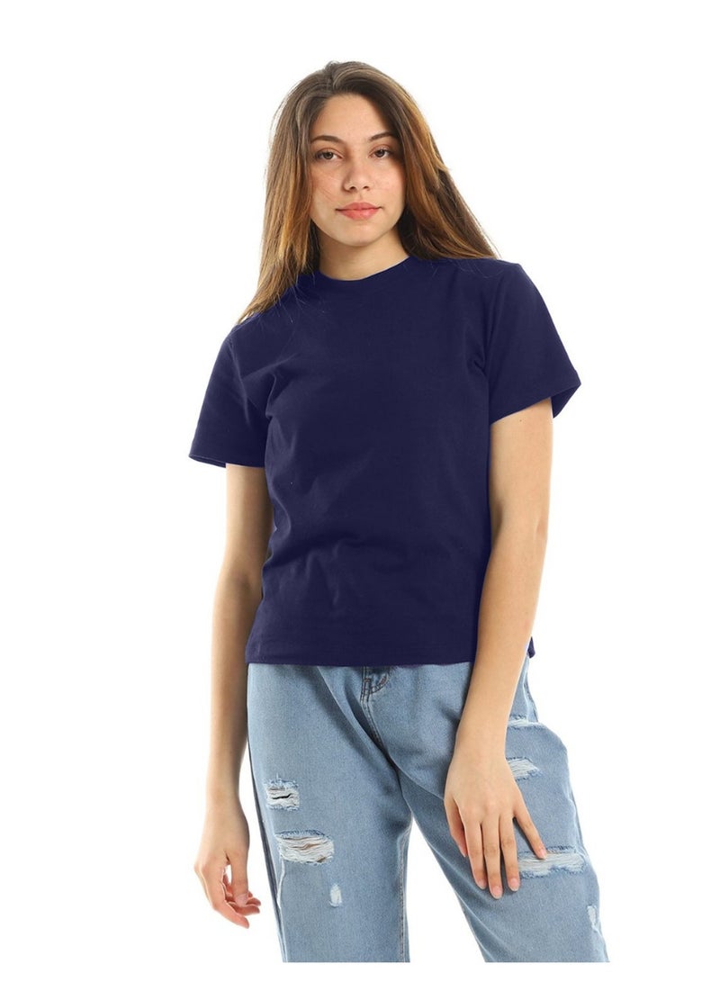 Mesery Mesery Cotton Printed T-Shirt For Women-Navy  - Image 2